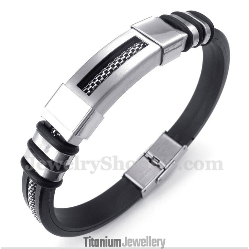 Men's Titanium Rubber Bracelet