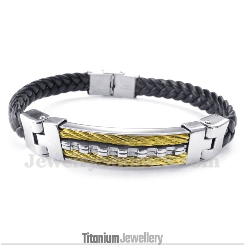 Men's Titanium Leather Bracelet Men's Titanium Leather Bracelet