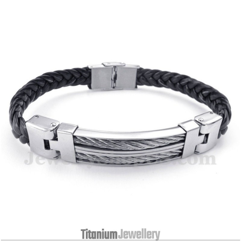 Men's Titanium Leather Bracelet