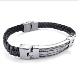Men's Titanium Leather Bracelet