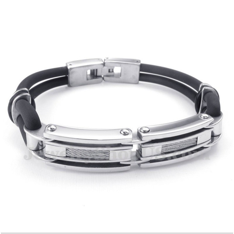 Men's Titanium Rubber Cable Bracelet Men's Titanium Rubber Cable Bracelet