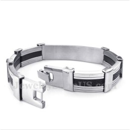 Men's Titanium Rubber Greek Meander Pattern Bracelet