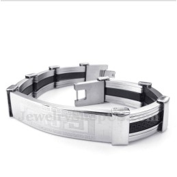 Men's Titanium Rubber Greek Meander Pattern Bracelet