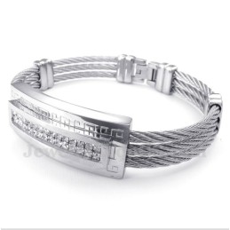 Men's Titanium Diamond Cable Bracelet