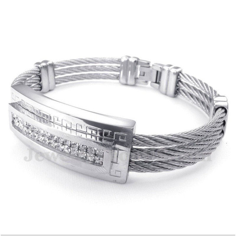 Men's Titanium Diamond Cable Bracelet Men's Titanium Diamond Cable Bracelet