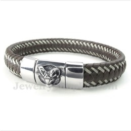 Men's Titanium Aries Leather Cable Bracelet