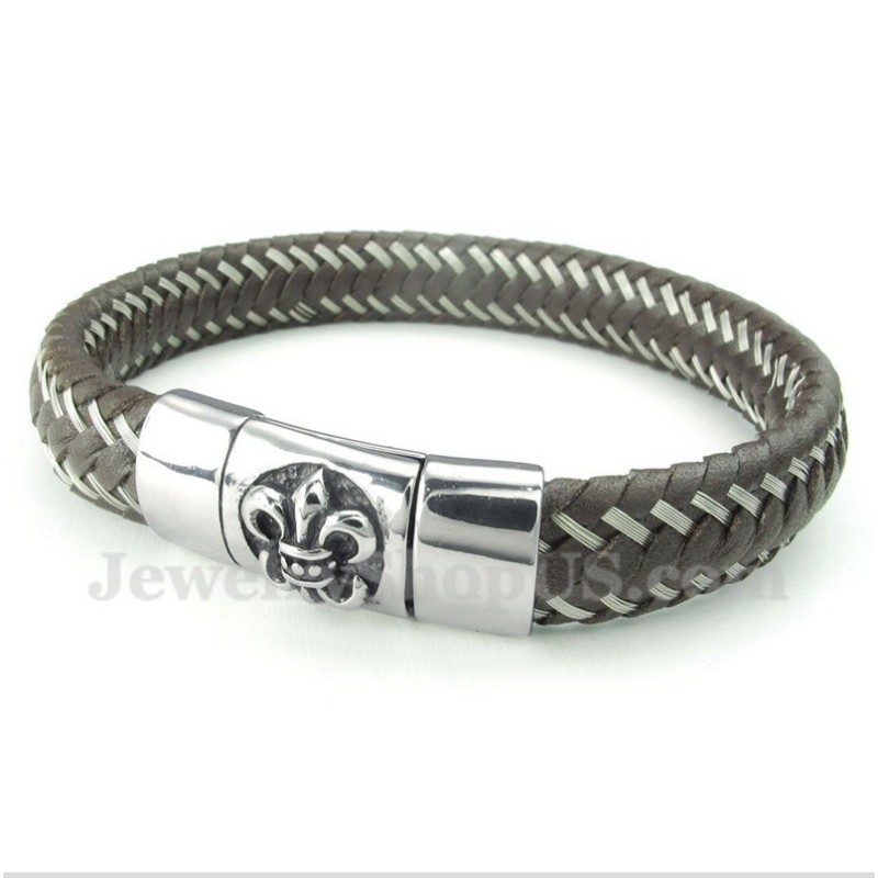 Men's Titanium Leather Cable Bracelet Men's Titanium Leather Cable Bracelet