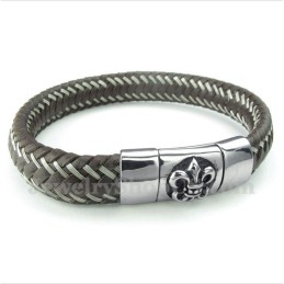 Men's Titanium Leather Cable Bracelet
