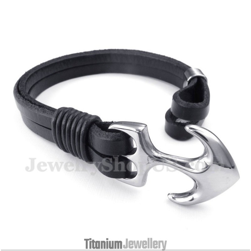 Men's Leather Anchor Bracelet Men's Leather Anchor Bracelet