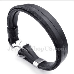 Men's Leather Anchor Bracelet