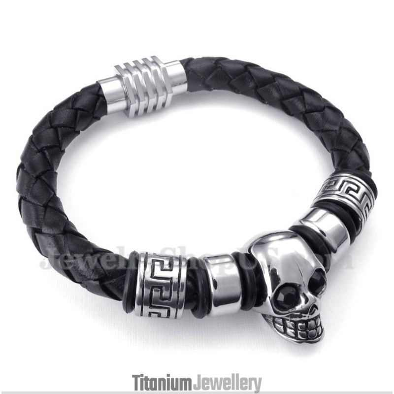 Men's Leather Titanium Bracelet