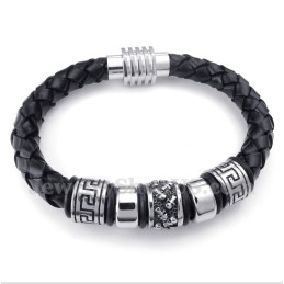 Men's Leather Titanium Bracelet