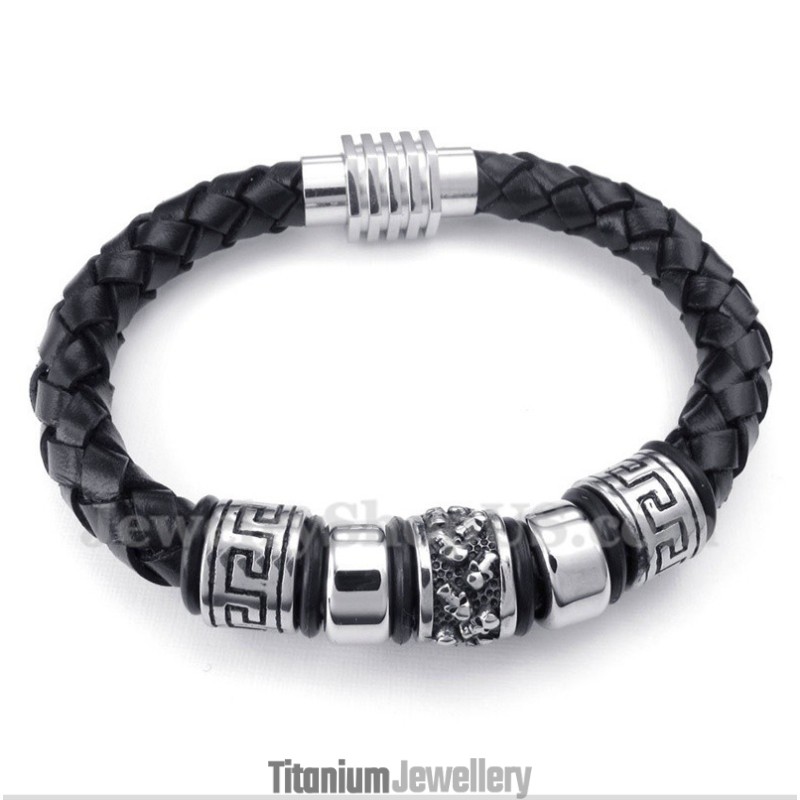 Men's Leather Titanium Bracelet Men's Leather Titanium Bracelet