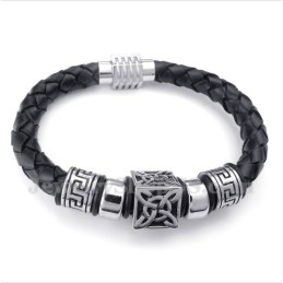 Men's Leather Titanium Bracelet