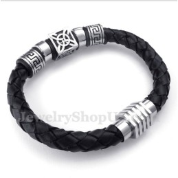 Men's Leather Titanium Bracelet
