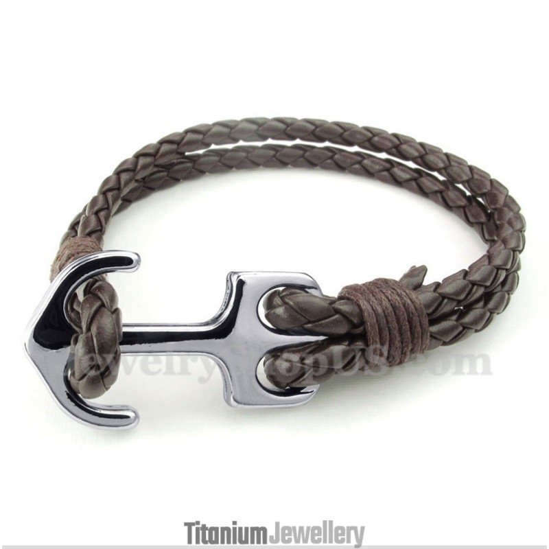 Men's Leather Anchor Bracelet Men's Leather Anchor Bracelet