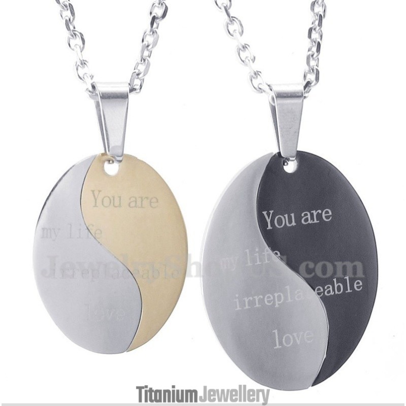 Titanium Couple'S Pendant With Free Chain (One Pair) Titanium Couple'S Pendant With Free Chain (One Pair)