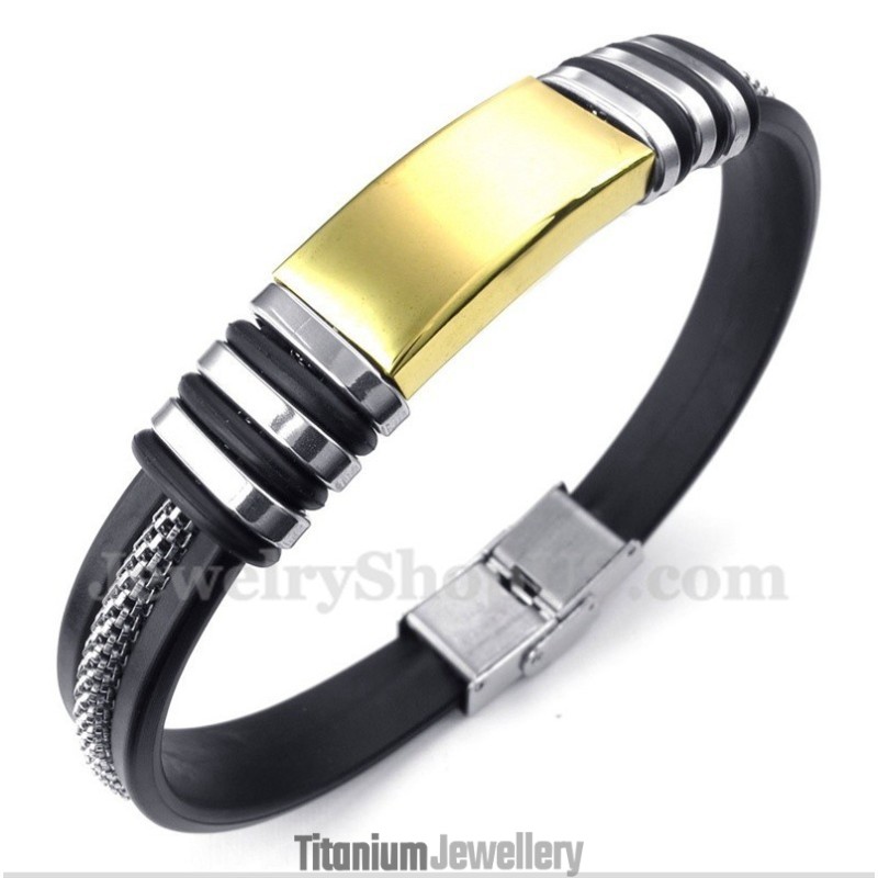 Men's Titanium Gold Rubber Bracelet Men's Titanium Gold Rubber Bracelet