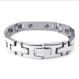 Men's Titanium Cross Bible Verse Magnet Bracelet