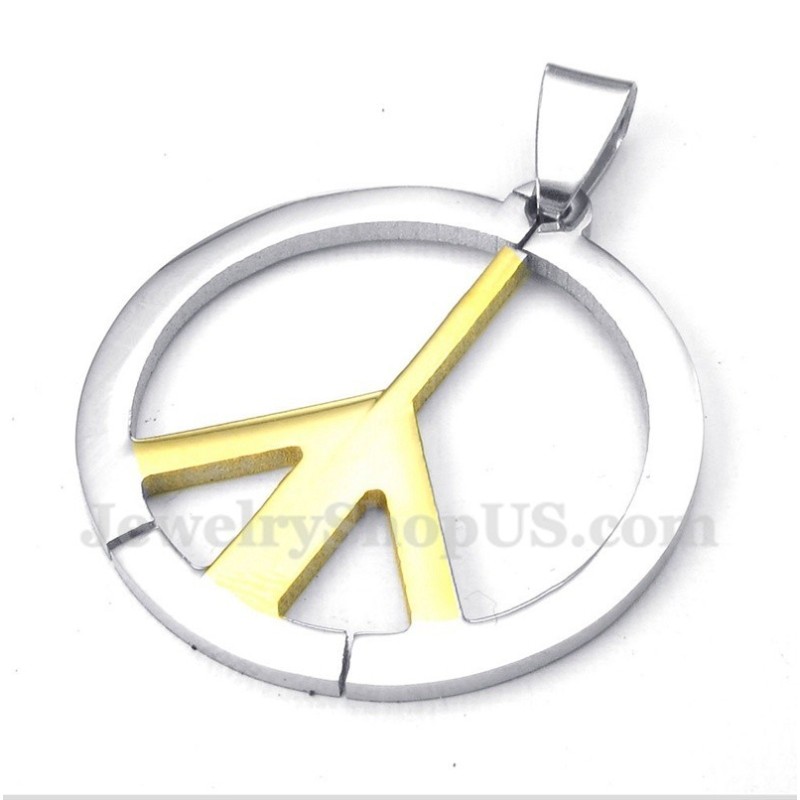 Men's Titanium Peace Sign Pendant With Free Chain Men's Titanium Peace Sign Pendant With Free Chain