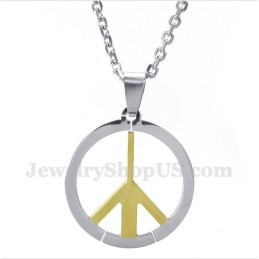Men's Titanium Peace Sign Pendant With Free Chain