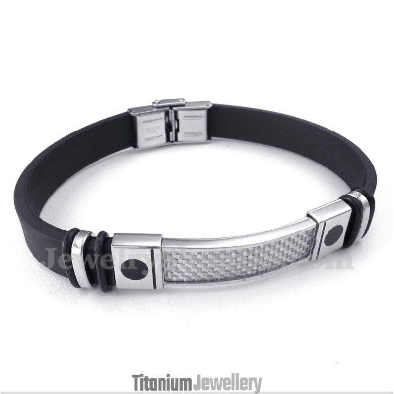 Men's Titanium Carbon Fiber Rubber Bracelet Men's Titanium Carbon Fiber Rubber Bracelet