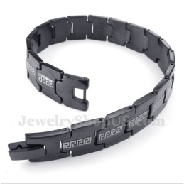 Men's Titanium Greek Meander Pattern Black Bracelet