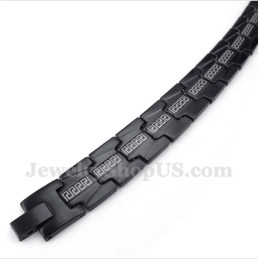 Men's Titanium Greek Meander Pattern Black Bracelet
