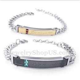 Men's Titanium Diamond Couple'S Bracelet For Him