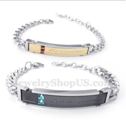 Men's Titanium Diamond Couple'S Bracelet For Her