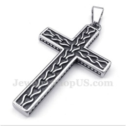 Men's Titanium Casted Chain Cross Pendant With Free Chain