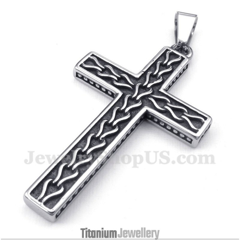 Men's Titanium Casted Chain Cross Pendant With Free Chain Men's Titanium Casted Chain Cross Pendant With Free Chain