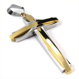 Fashion Ripple Cross Titanium Pendant (Golden)