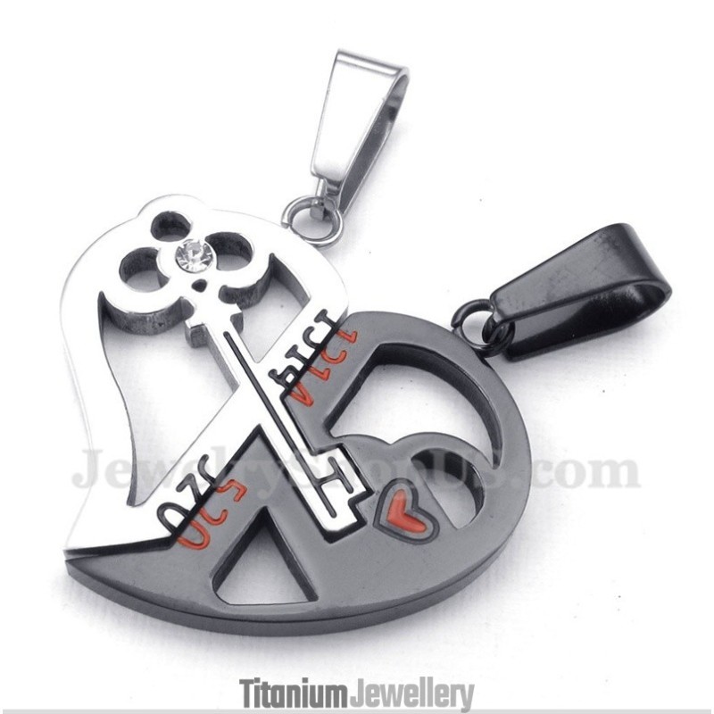 Titanium Heart Shaped Lock Couple'S Pendant With Free Chain (One Pair) Titanium Heart Shaped Lock Couple'S Pendant With Free Chain (One Pair)