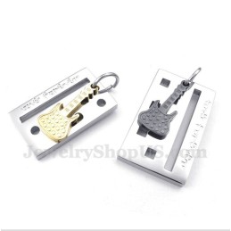 Titanium Guitar Couple'S Pendant With Free Chain (One Pair)