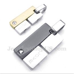 Titanium Love Rectangle Couple'S Pendant With Free Chain (One Pair)