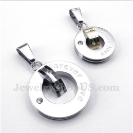 Titanium Diamond Forever Love Round Couple'S Pendant With Free Chain (One Pair)