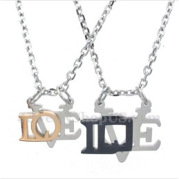 Titanium Love Letter Couple'S Pendant With Free Chain (One Pair)