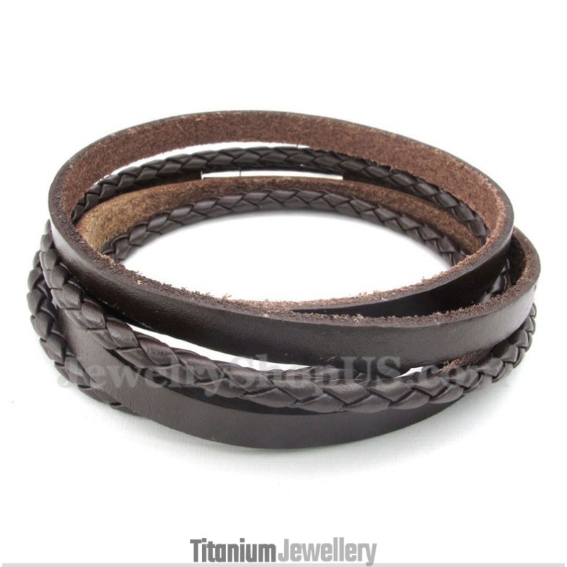 Men's Titanium Leather Bracelet Men's Titanium Leather Bracelet
