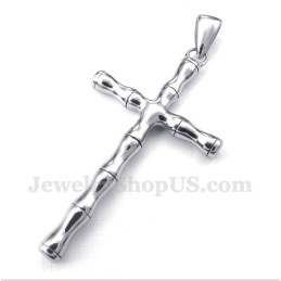 Men's Titanium Bamboo Cross Pendant With Free Chain