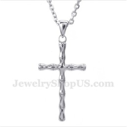 Men's Titanium Bamboo Cross Pendant With Free Chain