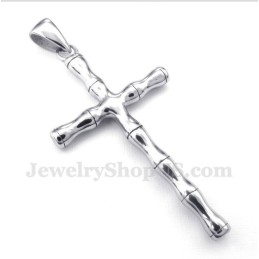 Men's Titanium Bamboo Cross Pendant With Free Chain