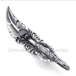 Men's Titanium Black Feather Pendant With Free Chain