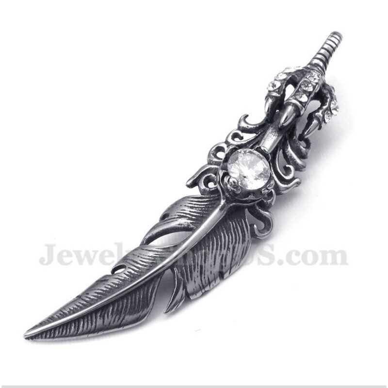 Men's Titanium Feather Pendant With Free Chain