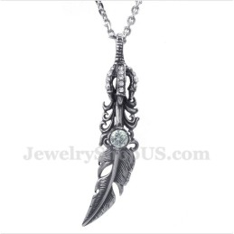 Men's Titanium Feather Pendant With Free Chain