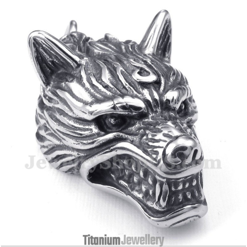 Men's Titanium Wolf Head Pendant With Free Chain Men's Titanium Wolf Head Pendant With Free Chain
