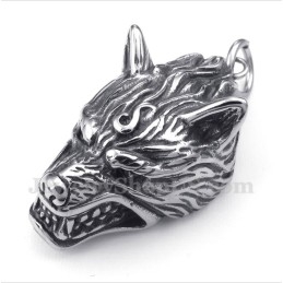 Men's Titanium Wolf Head Pendant With Free Chain