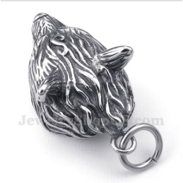 Men's Titanium Wolf Head Pendant With Free Chain