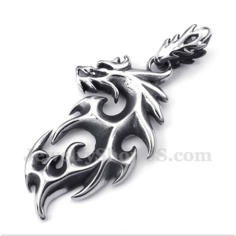 Men's Titanium Fire Dragon Pendant With Free Chain