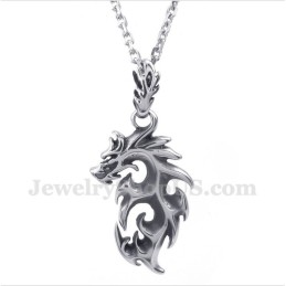 Men's Titanium Fire Dragon Pendant With Free Chain